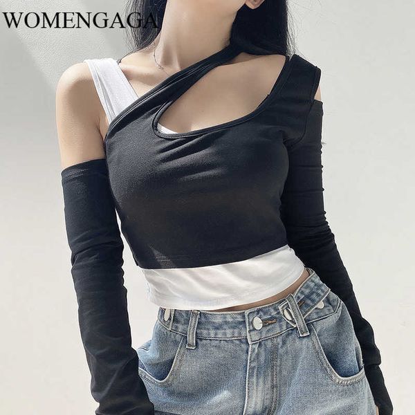 autumn feature hollow-out fake two-piece patchwork navel t-shirt casual women full sleeve irregular wa88 210603, White
autumn feature hollow-out fake two-piece patchwork navel t-shirt casual women full sleeve irregular wa88 210603, White