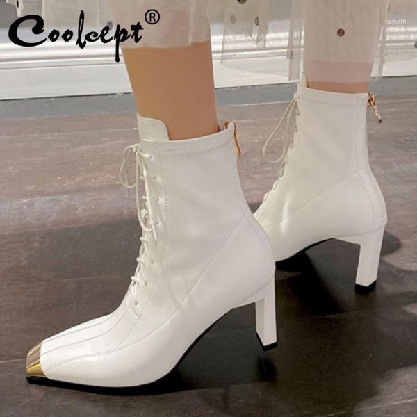 boots coolcept real leather women ankle thick high heel metal decoration zipper shoes warm fashion footwear size 34-3911, Black
boots coolcept real leather women ankle thick high heel metal decoration zipper shoes warm fashion footwear size 34-3911, Black