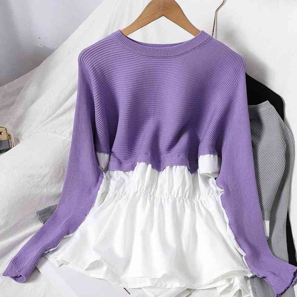 women's knits & tees winter dress stitching contrast fake two-piece blouses sweater all-match pullovers korean knitted jumper, White
women's knits & tees winter dress stitching contrast fake two-piece blouses sweater all-match pullovers korean knitted jumper, White