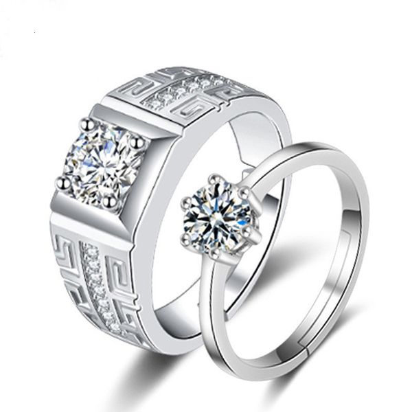 popular imitation sier couple pair ring, generous domineering, elegant six claw zircon ring for men and women, Silver
popular imitation sier couple pair ring, generous domineering, elegant six claw zircon ring for men and women, Silver