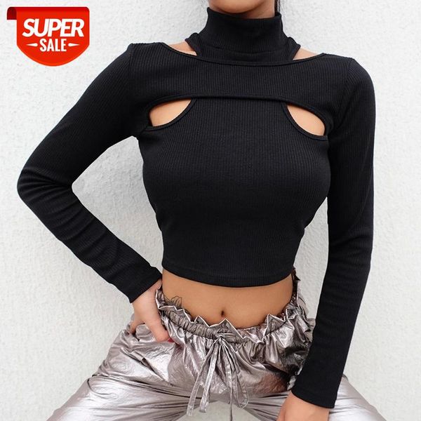 women's solid color cropped t-shirt irregular hollow out long sleeve high neck slim stretch chic trendy wild shirt #ii2e, White
women's solid color cropped t-shirt irregular hollow out long sleeve high neck slim stretch chic trendy wild shirt #ii2e, White
