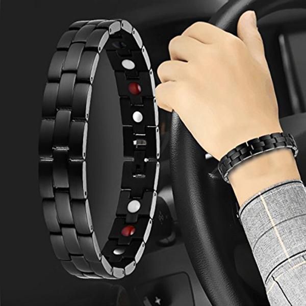 link, chain titanium steel bracelet radiation protecting magnetic meteorite bracelets for men m8694, Black
link, chain titanium steel bracelet radiation protecting magnetic meteorite bracelets for men m8694, Black