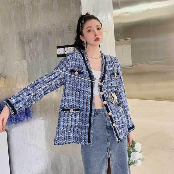 women's jackets plaid jacket french autumn loose versatile temperament short tweed coat female, Black;brown
women's jackets plaid jacket french autumn loose versatile temperament short tweed coat female, Black;brown