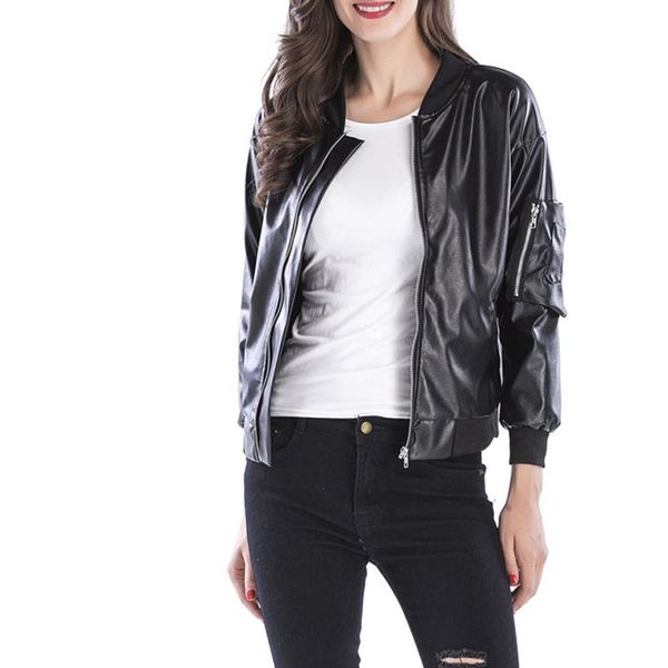 women's leather & faux casual women coat female zipper autumn ladies loose chic jacket clothing, Black
women's leather & faux casual women coat female zipper autumn ladies loose chic jacket clothing, Black