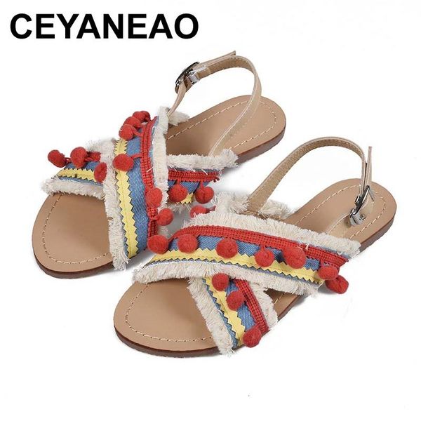 ceyaneaosummer women bohemian hairball buckle strap sandals ladies casual flat heel fashion girls beach flats size 35-40, Black
ceyaneaosummer women bohemian hairball buckle strap sandals ladies casual flat heel fashion girls beach flats size 35-40, Black