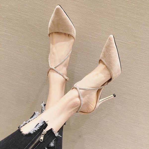 sandals women's high heel work shoes rhinestone cross strap pointed toe black thin pumps
sandals women's high heel work shoes rhinestone cross strap pointed toe black thin pumps