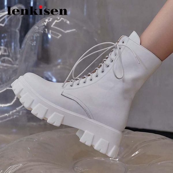boots lenkisen motorcycle genuine leather platform cross-tied fashion round toe high square heel zipper handsome ankle l21, Black
boots lenkisen motorcycle genuine leather platform cross-tied fashion round toe high square heel zipper handsome ankle l21, Black