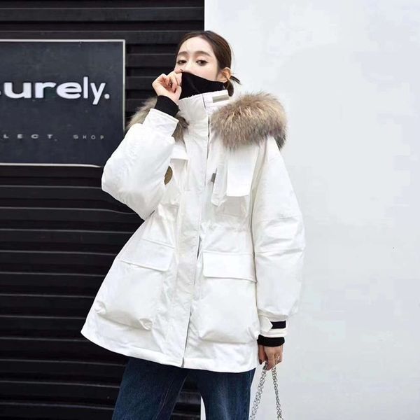 down jacket women's middle and long winter warm white duck hooded dog wool collar work coat fashion, Black
down jacket women's middle and long winter warm white duck hooded dog wool collar work coat fashion, Black
