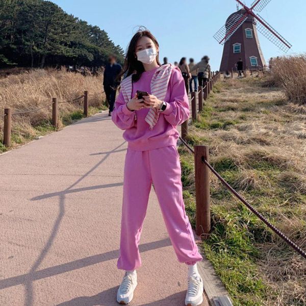 women's two piece pants female korean chic casual long sleeve o-neck hoodies and loose set for women fashion, White
women's two piece pants female korean chic casual long sleeve o-neck hoodies and loose set for women fashion, White
