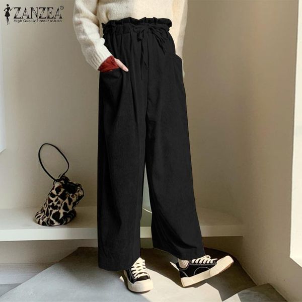 vintage corduroy pants women's spring wide leg zanzea ruffle elastic waist pantalon palazzo plus size drawstring turnip & capris, Black;white
vintage corduroy pants women's spring wide leg zanzea ruffle elastic waist pantalon palazzo plus size drawstring turnip & capris, Black;white