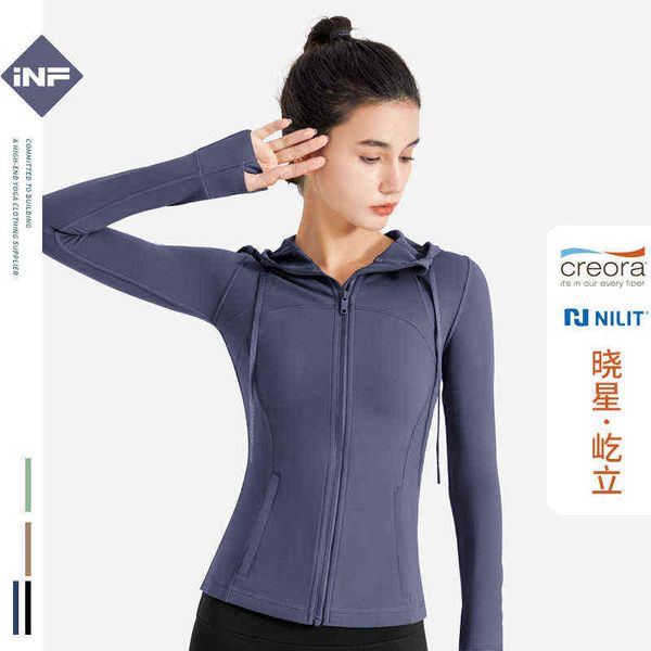 women's t-shirt sportswear coat autumn winter women's long sleeve nude high collar hooded zipper fitns yoga suit, White
women's t-shirt sportswear coat autumn winter women's long sleeve nude high collar hooded zipper fitns yoga suit, White