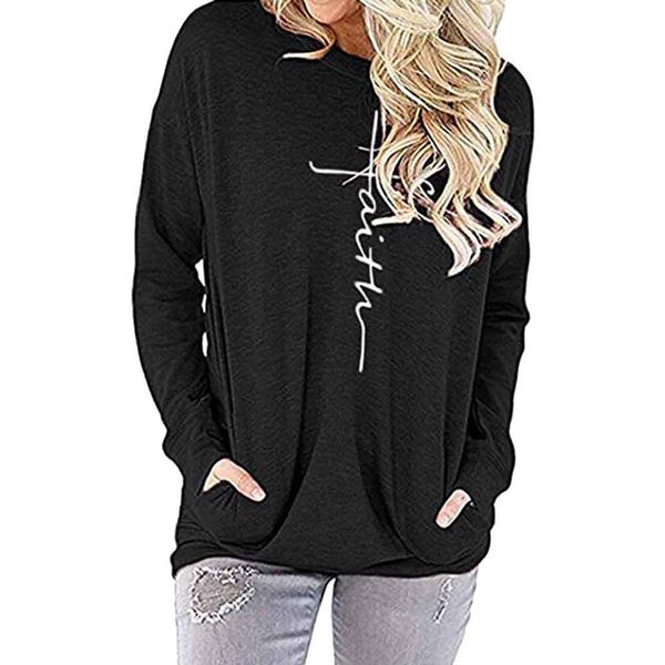 women's fashion faith print shirt women casual female long sleeve cotton letter pocket cable sweat t-shirt femme funny, White
women's fashion faith print shirt women casual female long sleeve cotton letter pocket cable sweat t-shirt femme funny, White