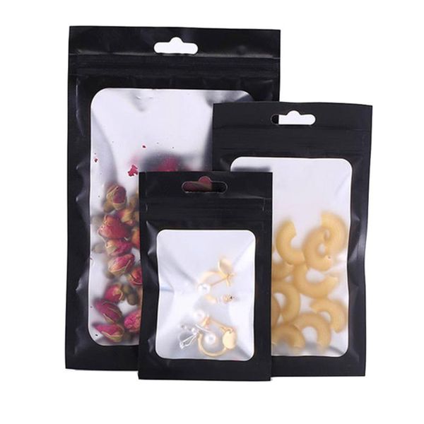 storage bags 100pcs matte black mylar foil clear plastic self seal bag with hang hole tear notch reclosable food ground coffee bean
storage bags 100pcs matte black mylar foil clear plastic self seal bag with hang hole tear notch reclosable food ground coffee bean