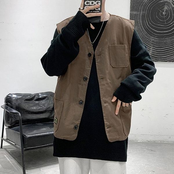 men's vests autumn tooling solid color vest male trendy handsome personality multi-pocket casual loose coffee color/green/black jacket, Black;white
men's vests autumn tooling solid color vest male trendy handsome personality multi-pocket casual loose coffee color/green/black jacket, Black;white