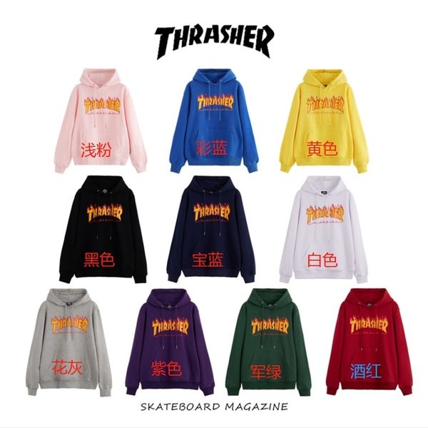 autumn winter new thrasher flame letter printing basic men's and women's hooded plush sweater hoodie, Black
autumn winter new thrasher flame letter printing basic men's and women's hooded plush sweater hoodie, Black