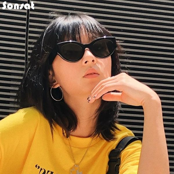 sunglasses trend retro cat eye frame female bright melanin vintage designer black sun glasses for uv400, White;black
sunglasses trend retro cat eye frame female bright melanin vintage designer black sun glasses for uv400, White;black