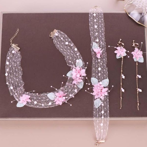 wedding jewelry sets korean style sweet pink flowers hairband drop earring set lace long gauze fairy headband bridal bride, Slivery;golden
wedding jewelry sets korean style sweet pink flowers hairband drop earring set lace long gauze fairy headband bridal bride, Slivery;golden