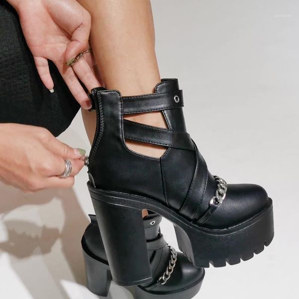 boots women's chain ankle buckle pumps female footwear big size 42 punk shoes ladies gothic platform high heels woman1, Black
boots women's chain ankle buckle pumps female footwear big size 42 punk shoes ladies gothic platform high heels woman1, Black