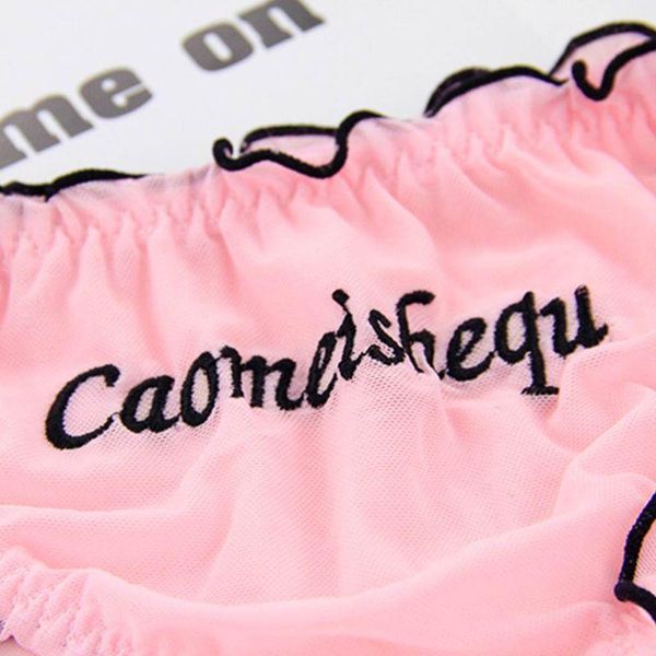 women's panties women semi-sheer mesh underwear briefs letters embroidered side tie ribbon bowknot lingerie thong low waist ruffles, Black;pink
women's panties women semi-sheer mesh underwear briefs letters embroidered side tie ribbon bowknot lingerie thong low waist ruffles, Black;pink