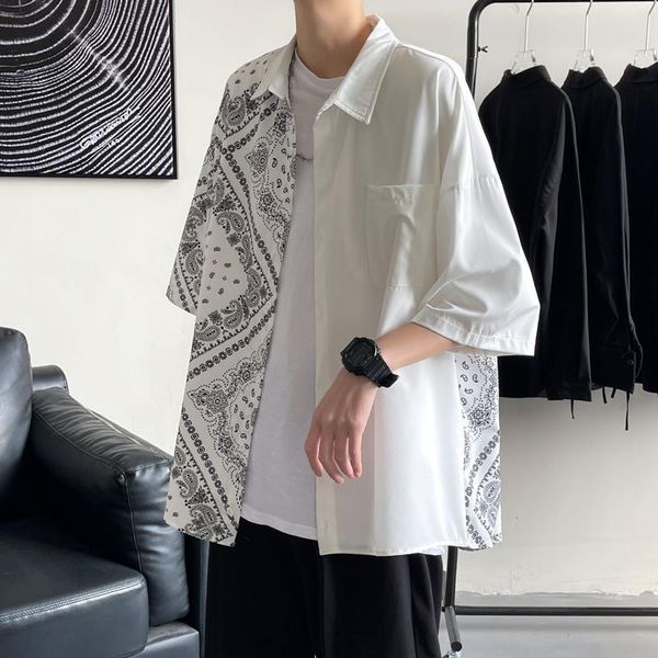 men's casual shirts fashion design short sleeve shirt print beach blouse 2022 summer clothing plus size for man, White;black
men's casual shirts fashion design short sleeve shirt print beach blouse 2022 summer clothing plus size for man, White;black
