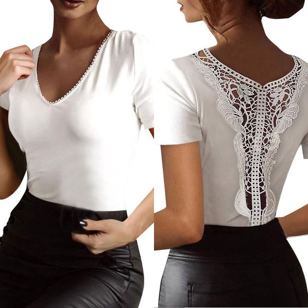 women's t-shirt 2021 women t-shirts casual solid color tee summer female lace patchwork t shirt short sleeve for pullover, White
women's t-shirt 2021 women t-shirts casual solid color tee summer female lace patchwork t shirt short sleeve for pullover, White