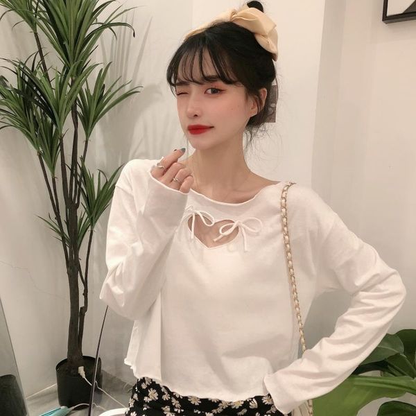 women's t-shirt spring autumn korean hollow out long sleeve t-shirts solid sweet style loose tees clothing o-neck casual crop female, White
women's t-shirt spring autumn korean hollow out long sleeve t-shirts solid sweet style loose tees clothing o-neck casual crop female, White