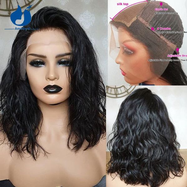 lace wigs amethyst water wave short bob silk base frontal human hair brazilian remy 4x4 front for black women, Black;brown
lace wigs amethyst water wave short bob silk base frontal human hair brazilian remy 4x4 front for black women, Black;brown