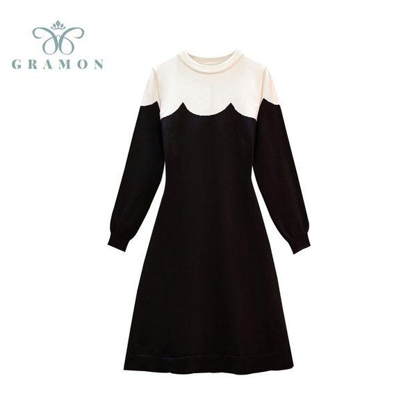 casual dresses plus size women 2021 autumn o-neck lantern long sleeve contrast color chic simplicity korean vintage knit vestidos, Black;gray
casual dresses plus size women 2021 autumn o-neck lantern long sleeve contrast color chic simplicity korean vintage knit vestidos, Black;gray