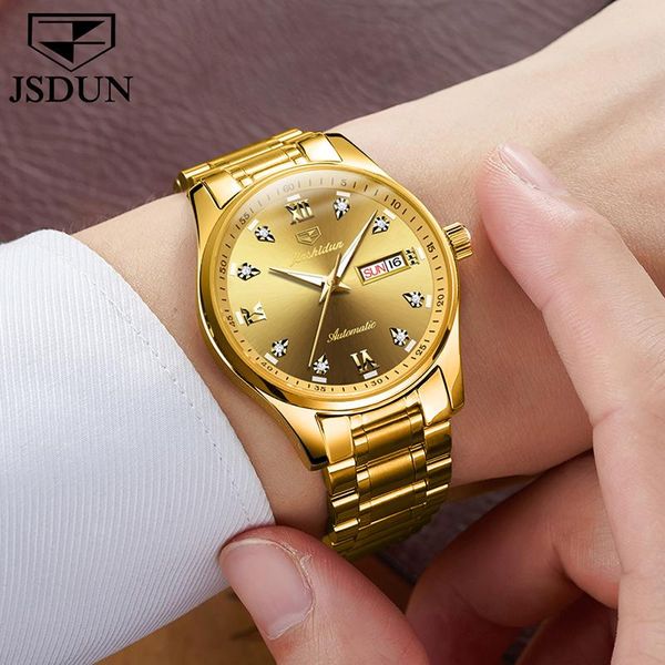 wristwatches jsdun luxury men's watch 18k gold stainless steel waterproof automatic mechanical self winding mens religio masculino, Slivery;brown
wristwatches jsdun luxury men's watch 18k gold stainless steel waterproof automatic mechanical self winding mens religio masculino, Slivery;brown