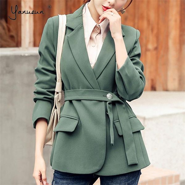 women's suits & blazers yanueun autumn winter women button pockets all base match spring solid jackets notched outerwear with sashes, White;black
women's suits & blazers yanueun autumn winter women button pockets all base match spring solid jackets notched outerwear with sashes, White;black