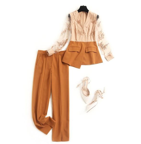 women's tracksuits 2021 fashion autumn women suit elegant office lady 2 piece outfits long sleeve embroidery and pants matching sets, Gray
women's tracksuits 2021 fashion autumn women suit elegant office lady 2 piece outfits long sleeve embroidery and pants matching sets, Gray