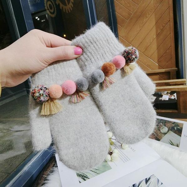 five fingers gloves winter ladies fur girl color ball tassel mittens warm fashion girls holiday gifts, Blue;gray
five fingers gloves winter ladies fur girl color ball tassel mittens warm fashion girls holiday gifts, Blue;gray