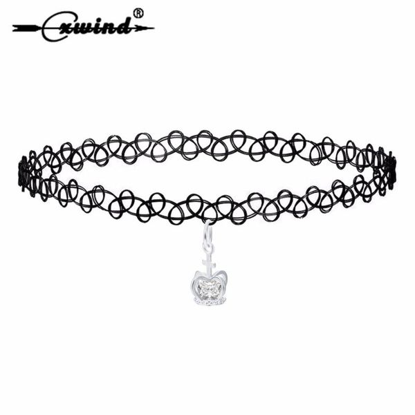 chokers cxwind elastic black lace choker crown necklaces women fashion punk gothic crystal pendant neck goth bohomia jewelry, Golden;silver
chokers cxwind elastic black lace choker crown necklaces women fashion punk gothic crystal pendant neck goth bohomia jewelry, Golden;silver