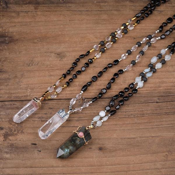 natural white quartz orm point pendant black tourmaline crystal chip beads knot handmade necklace 32 inch long chains, Silver
natural white quartz orm point pendant black tourmaline crystal chip beads knot handmade necklace 32 inch long chains, Silver