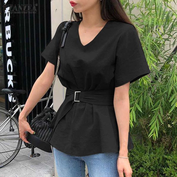 women's blouses & shirts blouses fashion solid summer belted short sleeve blusas female v neck tunic plus size chemis tyg4, White
women's blouses & shirts blouses fashion solid summer belted short sleeve blusas female v neck tunic plus size chemis tyg4, White