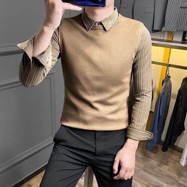 men's sweaters autumn men winter fashion slim knitted sweater warm casual pullovers male fake two shirt collar o115, White;black
men's sweaters autumn men winter fashion slim knitted sweater warm casual pullovers male fake two shirt collar o115, White;black