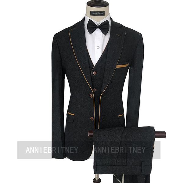 men's suits & blazers classic tweed suit men 3 piece custom made slim fit wedding groom dress tuxedo dinner winter business blazer vest, White;black
men's suits & blazers classic tweed suit men 3 piece custom made slim fit wedding groom dress tuxedo dinner winter business blazer vest, White;black