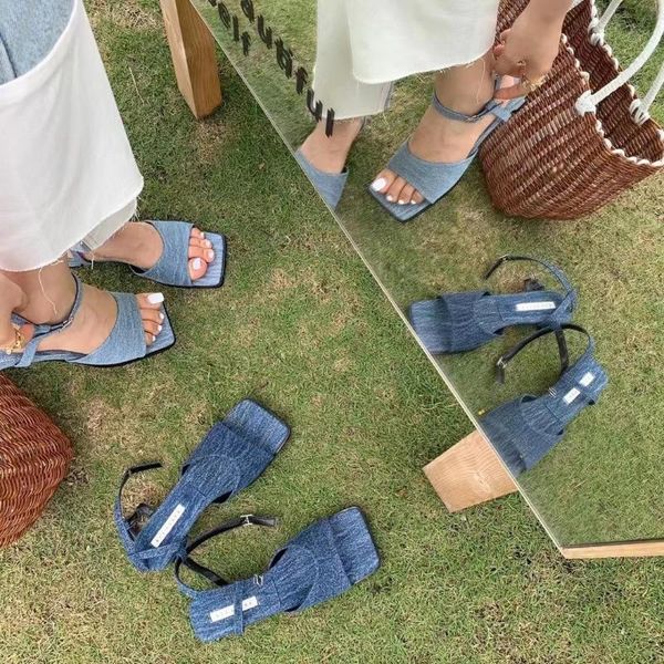 sandals fashion women open toe squared thick low heels denim design elegant slides ankle strap summer dress shoes woman, Black
sandals fashion women open toe squared thick low heels denim design elegant slides ankle strap summer dress shoes woman, Black