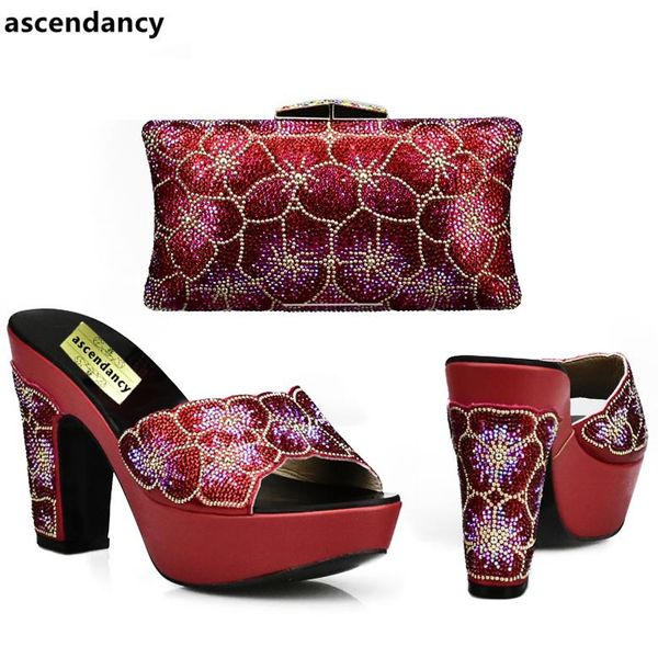red color african italian shoes and bag set decorated with rhinestone nigerian women wedding shoe dress, Black
red color african italian shoes and bag set decorated with rhinestone nigerian women wedding shoe dress, Black