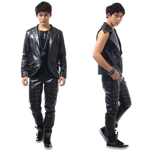 men's pants 27-44 2021 , dj style costume rivet leather the singer's clothing, Black
men's pants 27-44 2021 , dj style costume rivet leather the singer's clothing, Black