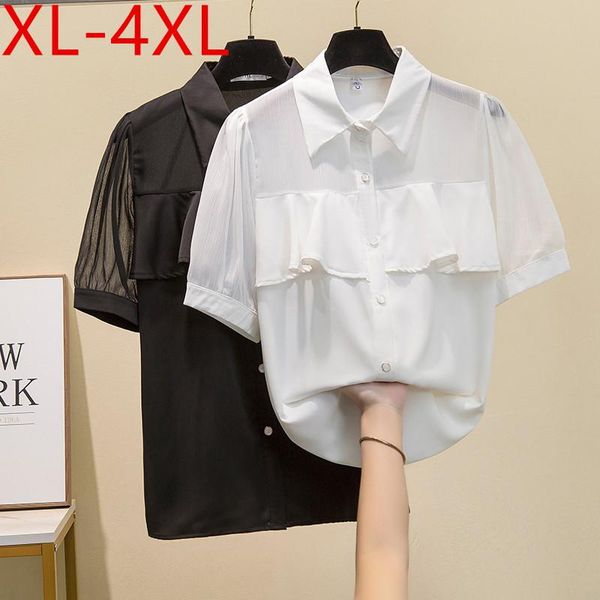 women's blouses & shirts 4xl plus size summer women chiffon shirt short sleeves turn-down collar ruffles blouse female womens casual, White
women's blouses & shirts 4xl plus size summer women chiffon shirt short sleeves turn-down collar ruffles blouse female womens casual, White