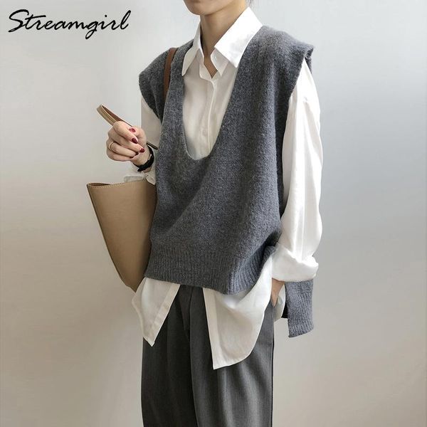 women's vests spring sleeveless sweater vest women jumper v neck pullovers outerwear for loose knitted beige, Black;white
women's vests spring sleeveless sweater vest women jumper v neck pullovers outerwear for loose knitted beige, Black;white