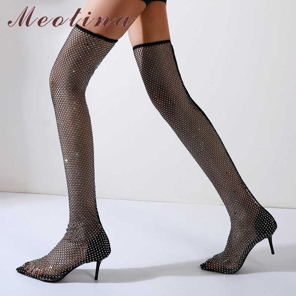 meotina women shoes crystal cutouts high heel over the knee boots pointed toe thin heels transparent lady long boots summer 210608, Black
meotina women shoes crystal cutouts high heel over the knee boots pointed toe thin heels transparent lady long boots summer 210608, Black
