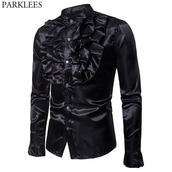 black silk satin slim fit shrt men vintage wedding tuxedo dress shirts mens unique design gothic flower shirt male chemise homme 210522, White;black
black silk satin slim fit shrt men vintage wedding tuxedo dress shirts mens unique design gothic flower shirt male chemise homme 210522, White;black