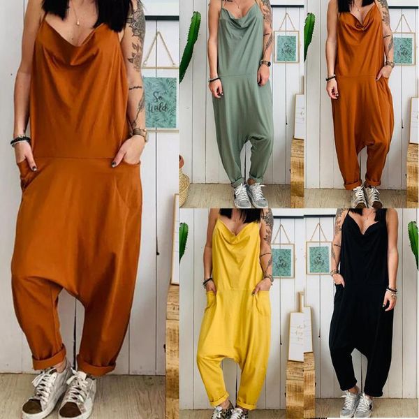 women's jumpsuits & rompers 2021 summer oversize casual solid harem pants loose sleeveless trousers jumpsuit w503, Black;white
women's jumpsuits & rompers 2021 summer oversize casual solid harem pants loose sleeveless trousers jumpsuit w503, Black;white