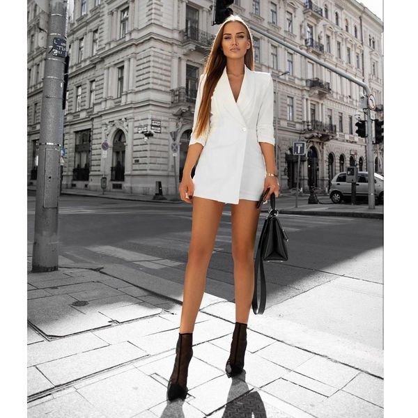 blazer vrouwen 3 4 mouwen women jumpsuits revers solid button rechte polyester casual fashion dames kleding lugentolo, Black;white
blazer vrouwen 3 4 mouwen women jumpsuits revers solid button rechte polyester casual fashion dames kleding lugentolo, Black;white