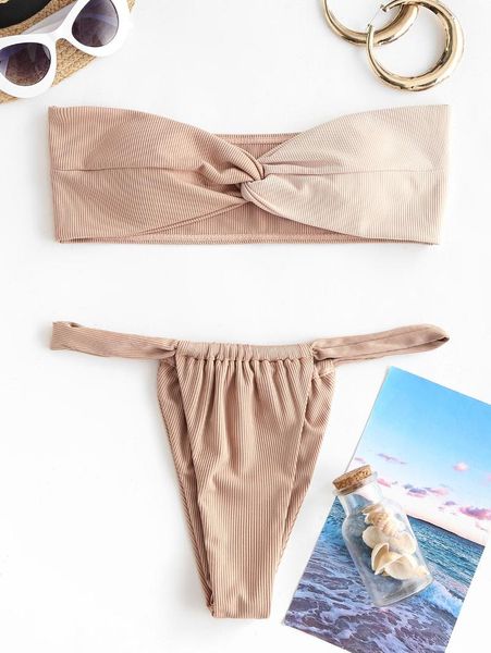 women's swimwear zaful ribbed two tone twisted bandeau loincloth bikini, White;black
women's swimwear zaful ribbed two tone twisted bandeau loincloth bikini, White;black