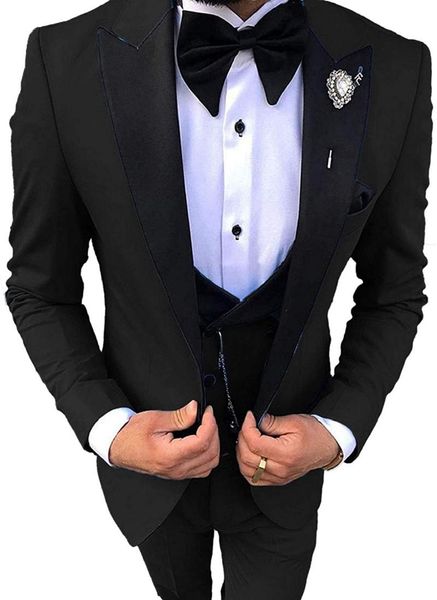 men's suits & blazers tailor-made fashion wedding suit for men black slim fit 3 piece custom made formal man party tuxedo set, White;black