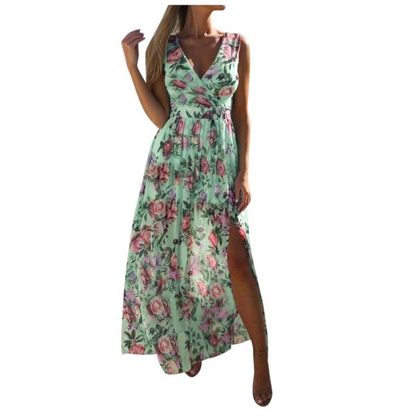 bohemian long dresses women summer casual flowers v-neck waist swinging beach banquet dress bifurcation party clothes, Black;gray
bohemian long dresses women summer casual flowers v-neck waist swinging beach banquet dress bifurcation party clothes, Black;gray