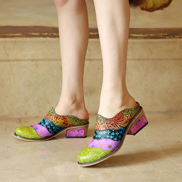 slippers women genuine leather outside round-toe slide med heels rubber outsole handmade national summer shoes for 19, Black
slippers women genuine leather outside round-toe slide med heels rubber outsole handmade national summer shoes for 19, Black